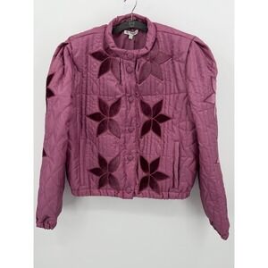 Veveret Cropped Quilted Puffer Jacket Floral Size Small Coquette